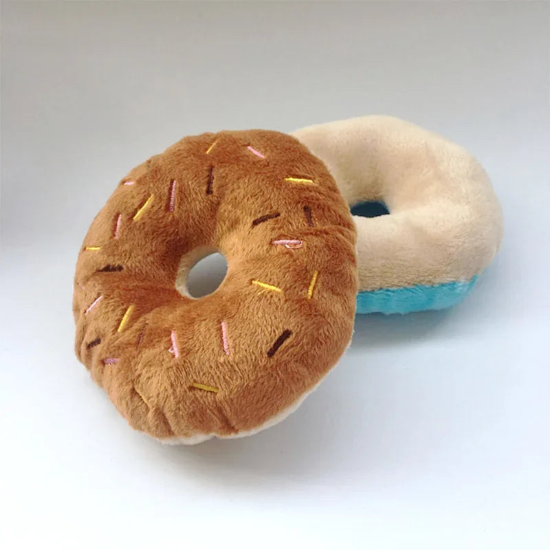 Donut Plush Squeaky Dog Toy for Small Medium Dogs