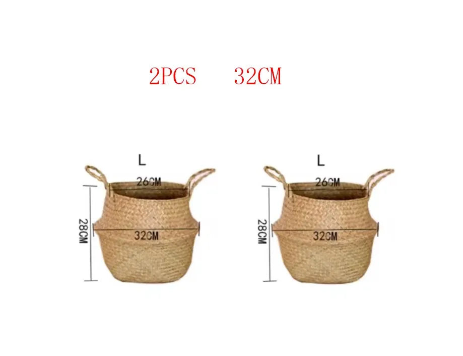 Seagrass Rattan Hanging Basket Flowerpot Laundry Storage