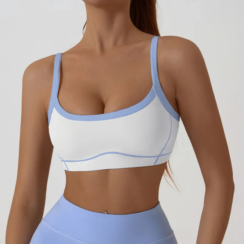 Women Sports Bra Shockproof Push Up Yoga Gym Bra Breathable Fitness Workout Top