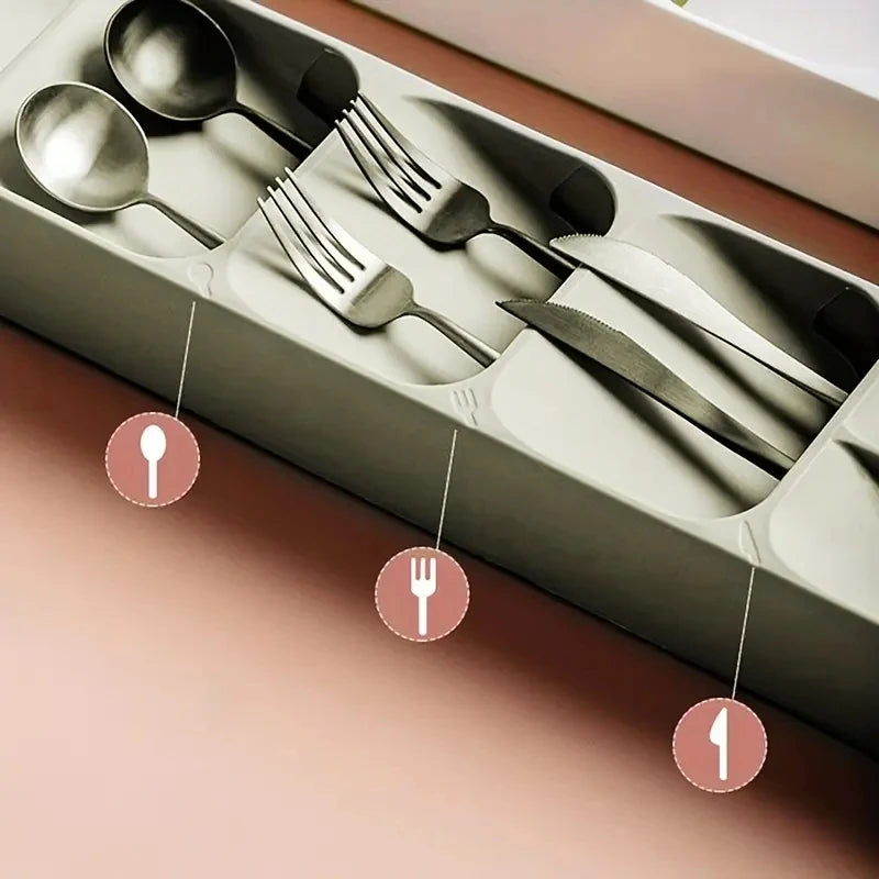 Cutlery Organizer Tray Kitchen Drawer Utensil Storage Fork Spoon Divider Box