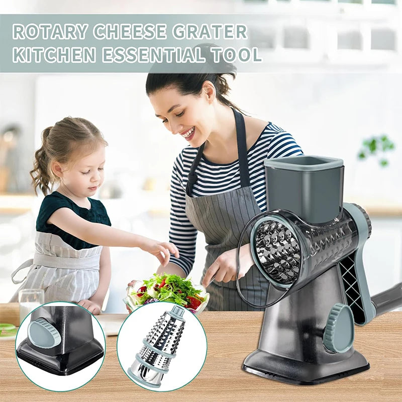 Rotary Cheese Grater with 3 Blades