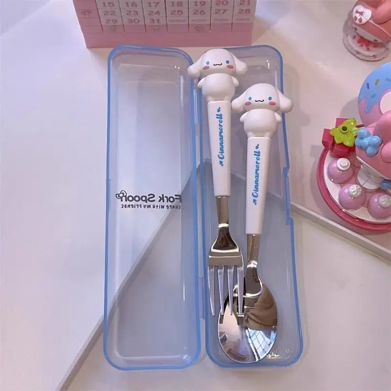 Hello Kitty Cinnamoroll Stainless Steel Spoon Fork Set Cartoon Tableware
