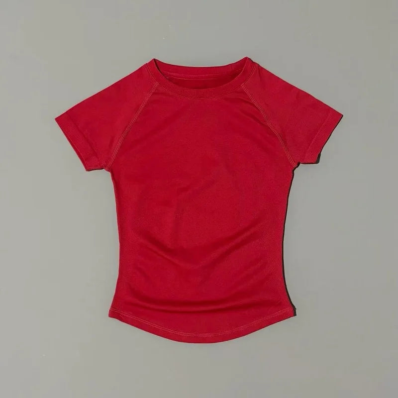 Women Seamless Sports Top Short Sleeve Yoga Gym Running Slim Fit Active Tee