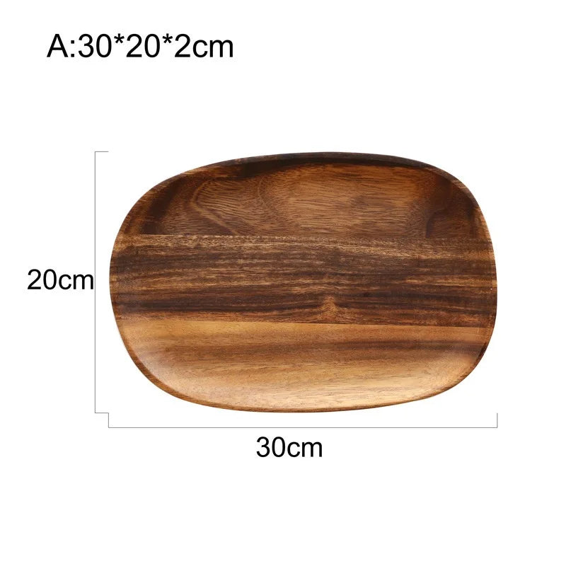 Wood Serving Tray Irregular Oval Plate Fruit Sushi Bread Dish Home Decor