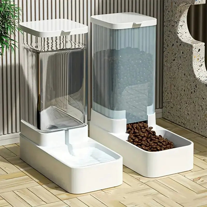 Automatic Gravity Dog Feeder and Water Dispenser Set Plastic Pet Feeding Bowl