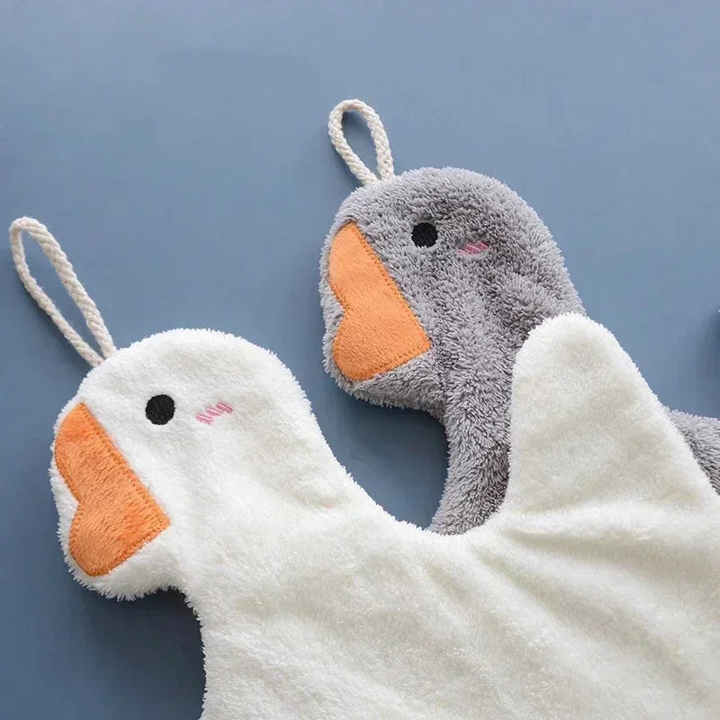 Cute Duck Hanging Hand Towel Microfiber Soft Absorbent Kitchen Bathroom Towel
