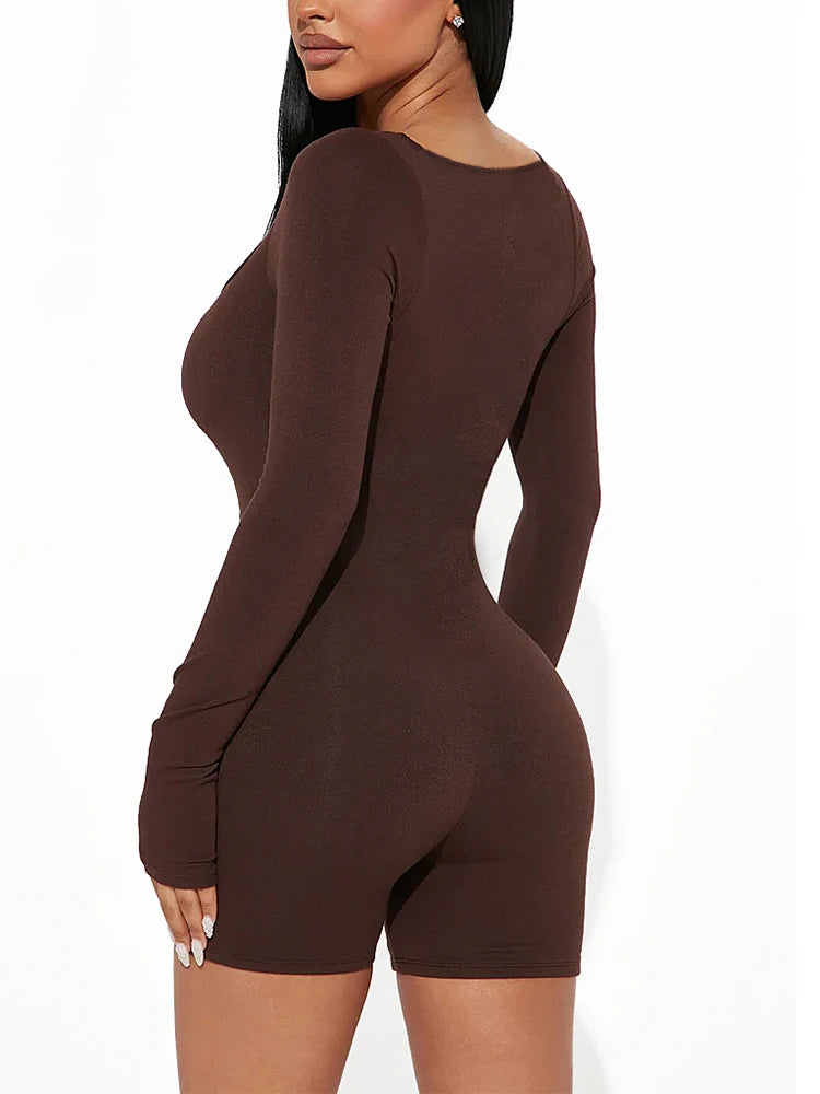 Women Long Sleeve Bodycon Romper Jumpsuit