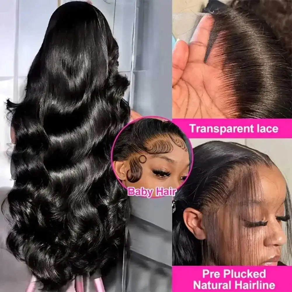 Peruvian Body Wave Human Hair Wig 13x4 HD Lace Front – Glueless Wigs 180%-250% Density, 16–42 Inch