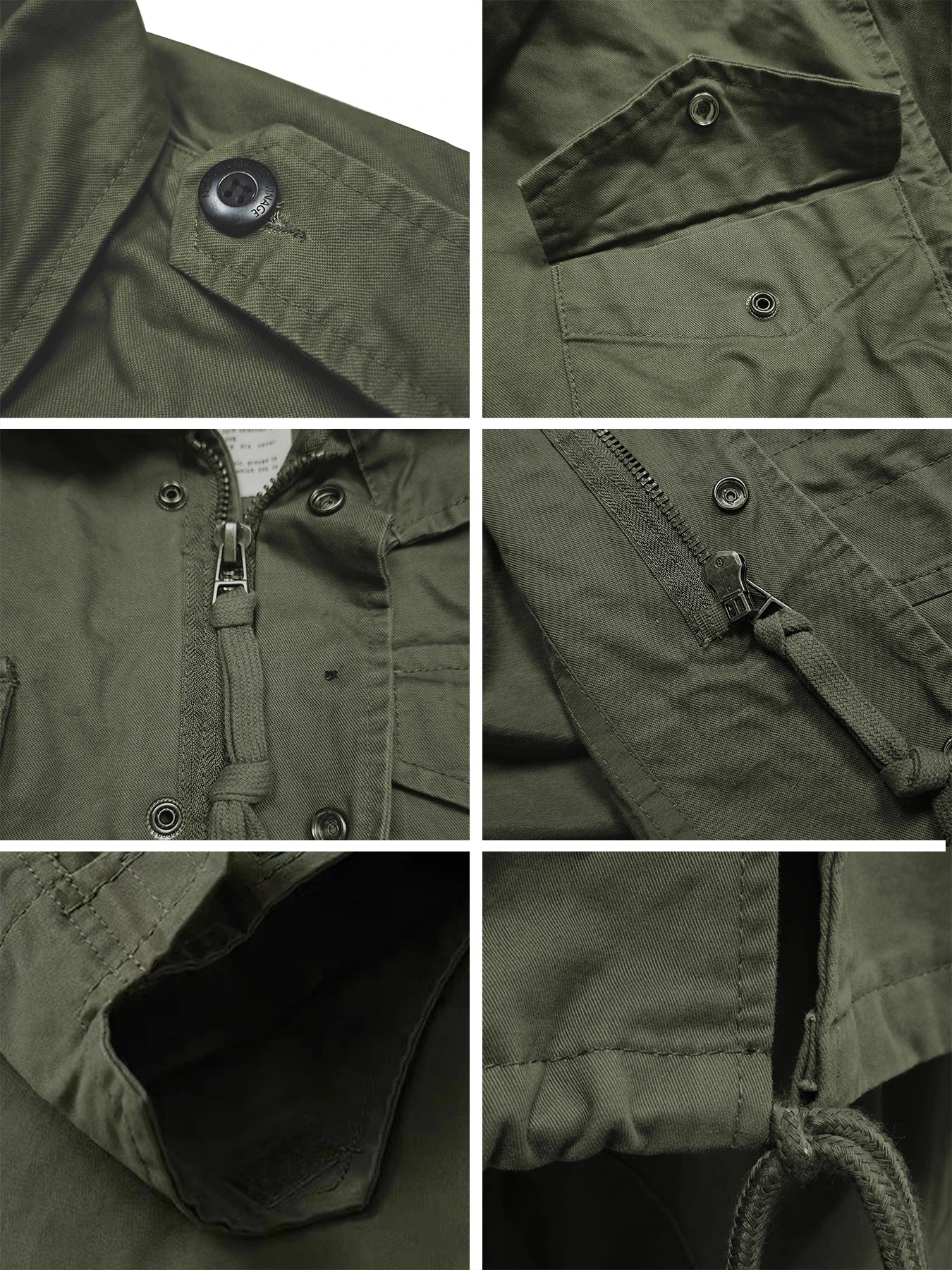 Men Military Field Jacket Retro Cotton Multi Pocket Zipper Coat