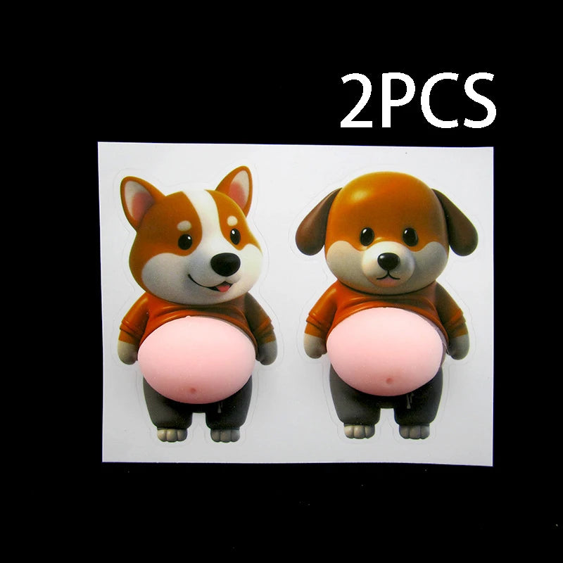 3D Cute Shiba Inu Silicone Self Adhesive Stickers Orange Design