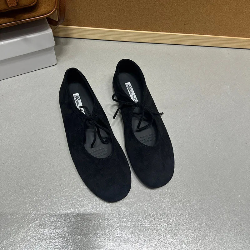 Women Butterfly Knot Flats Round Toe Slip On Soft Casual Shoes Female Footwear
