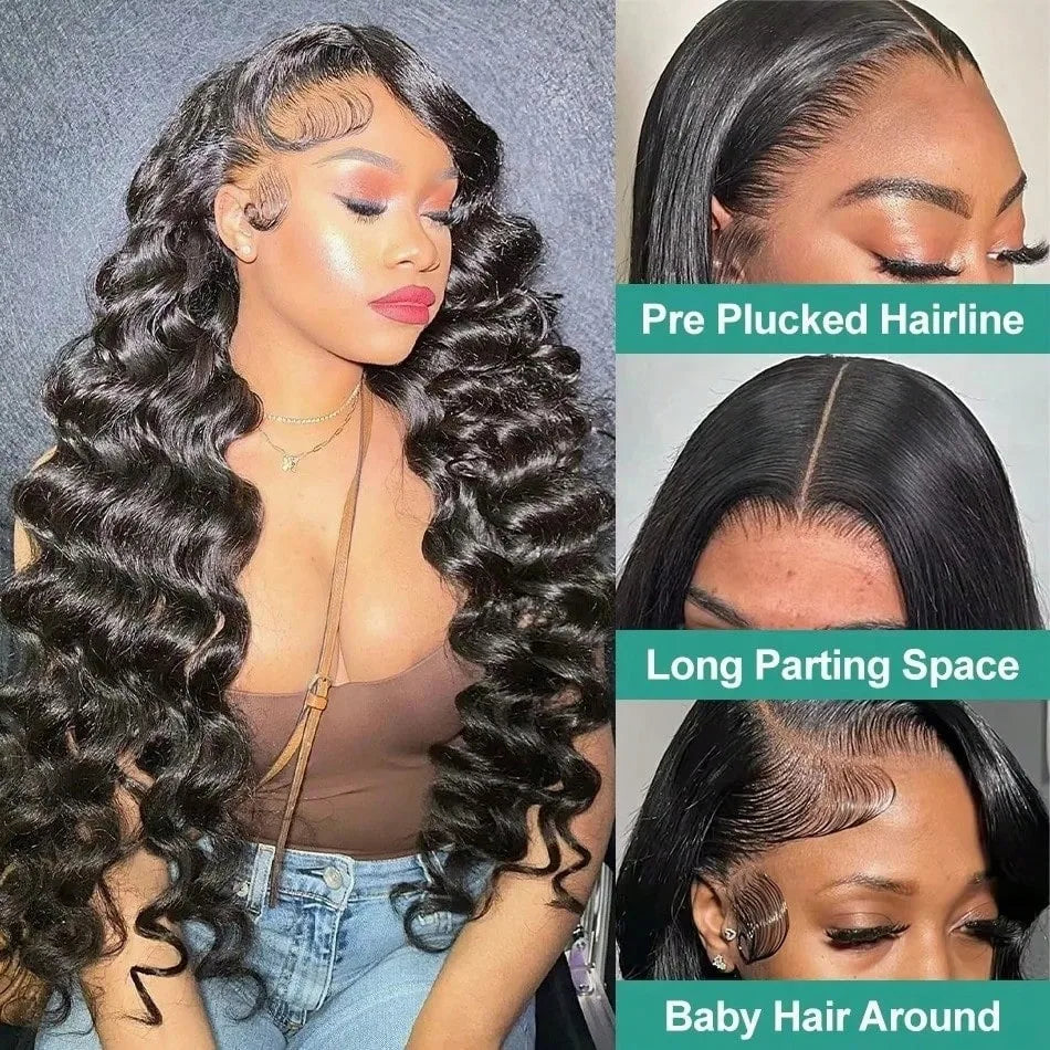 Loose Deep Wave Human Hair Wig – HD Lace Front Glueless Wig Natural Hairline