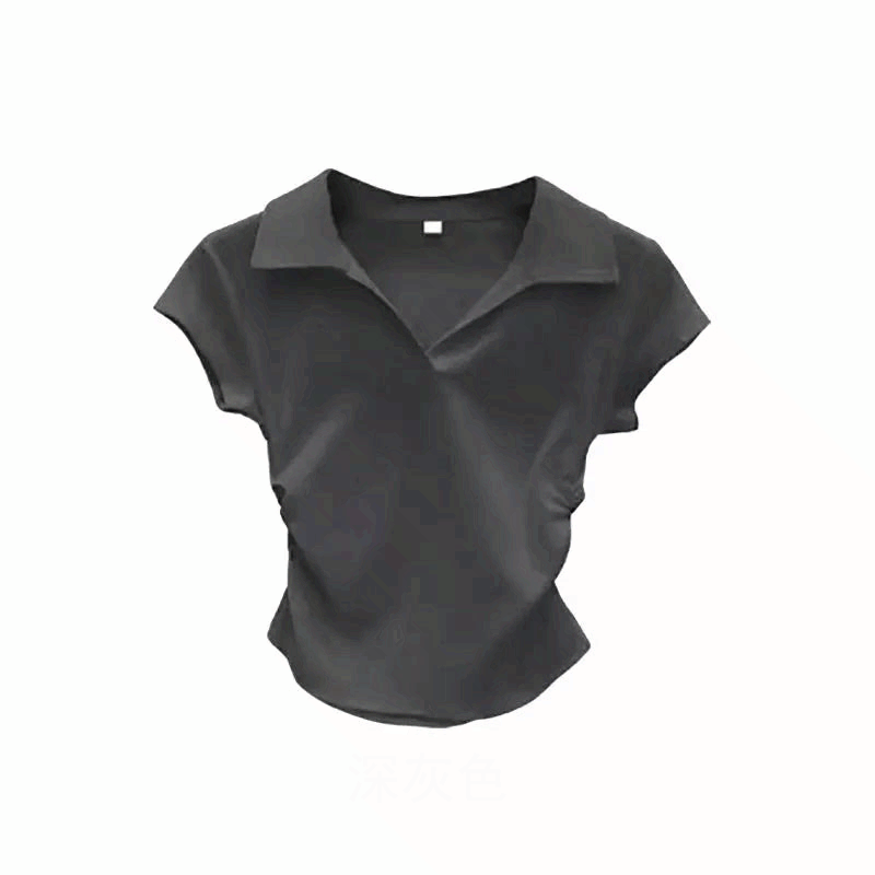 Women’s Slim Fit Cotton Crop Polo T-Shirt Short Sleeve Casual Summer Top