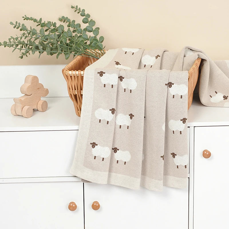 Knitted Baby Cotton Blanket Newborn Swaddle Wrap