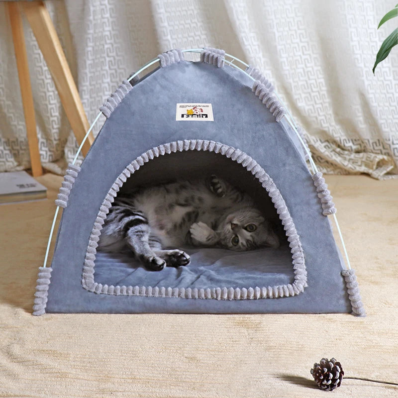 Foldable Cat House Pet Tent Four Seasons Portable Breathable Dog Cat Nest Bed
