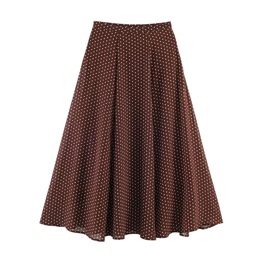 Polka Dot Midi Skirt Set for Women Bow Tie 2 Piece Outfit