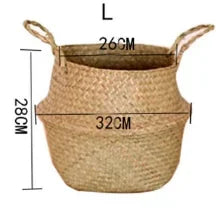 Seagrass Rattan Hanging Basket Flowerpot Laundry Storage