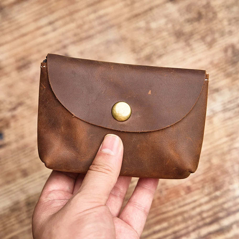 Genuine Leather Coin Purse Wallet Small Card and Key Holder