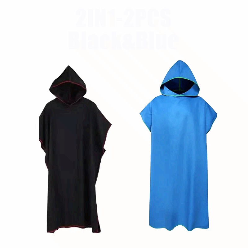 Microfiber Hooded Towel Quick Dry Changing Robe Beach Swim Poncho