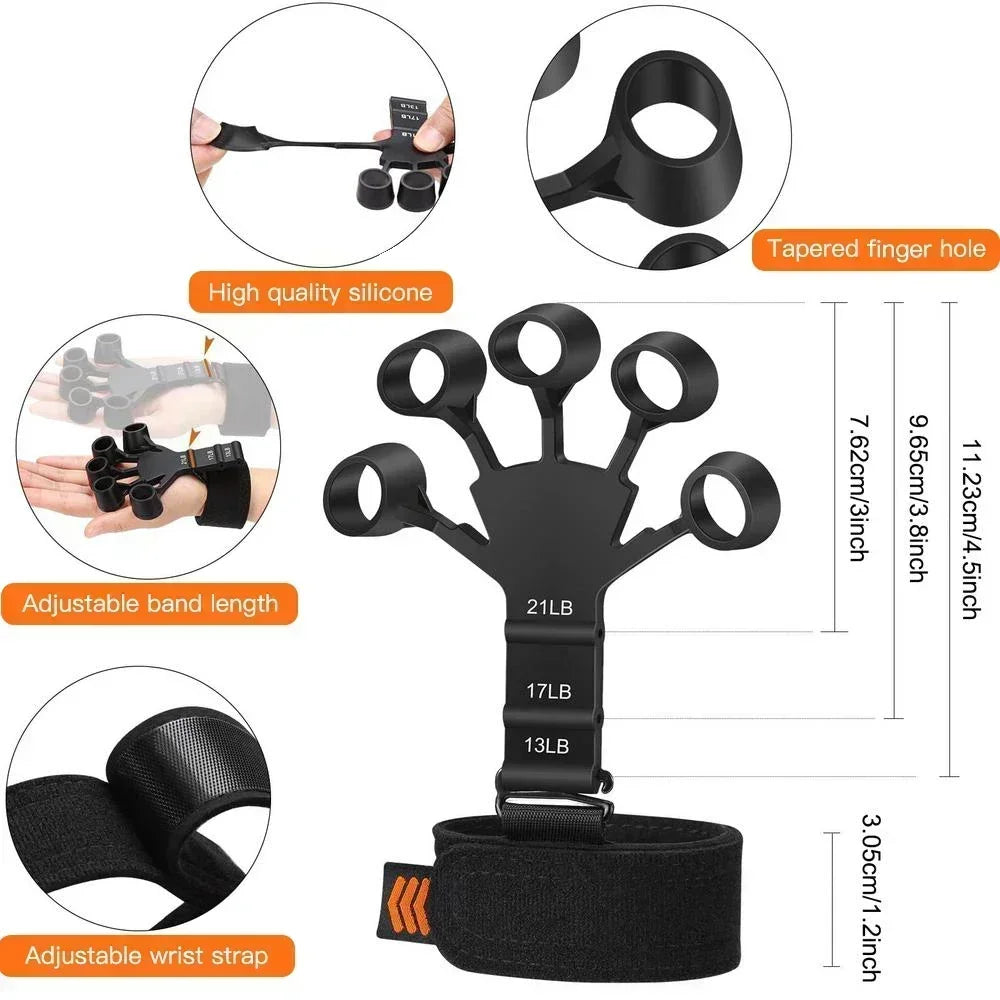 Hand Grip Strengthener Finger Trainer Resistance 6 Level Gym Exercise Tool