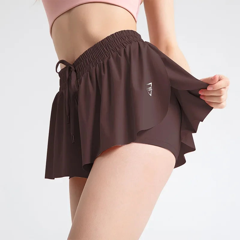 Women High Waist Skort Breathable Yoga Gym Shorts