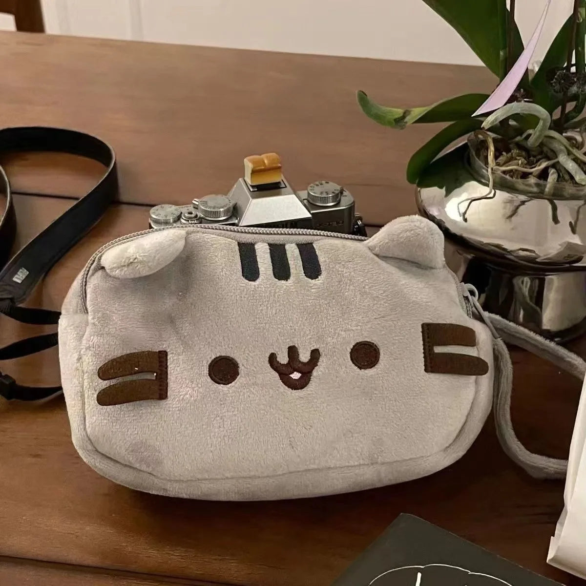 Cute Cat Plush Pencil Case Large Capacity Storage Bag