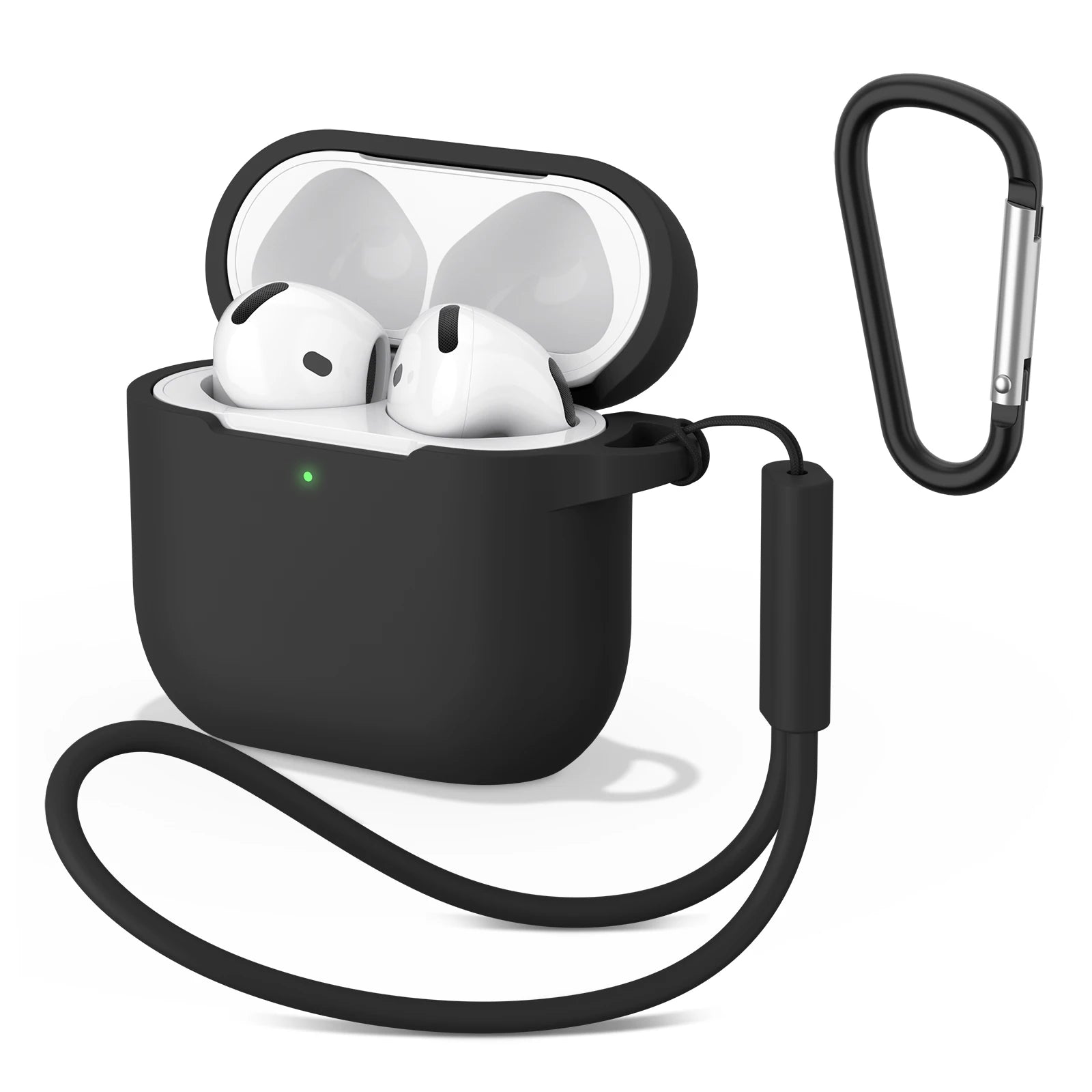 AirPods 4 Silicone Case with Strap & Carabiner Shockproof Protective Cover