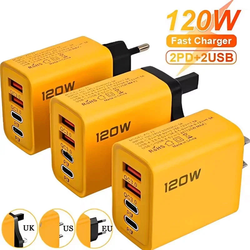 4 Ports USB C PD Quick Charge Fast Charging Adapter USB Charger