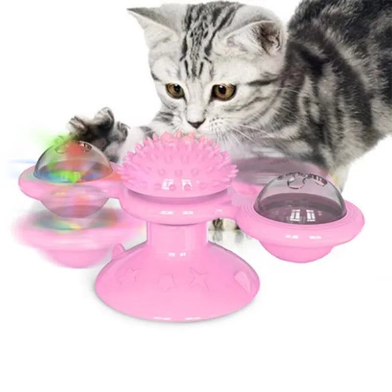 Interactive Windmill Cat Toy Rotating Puzzle Toy with Turntable for Cats