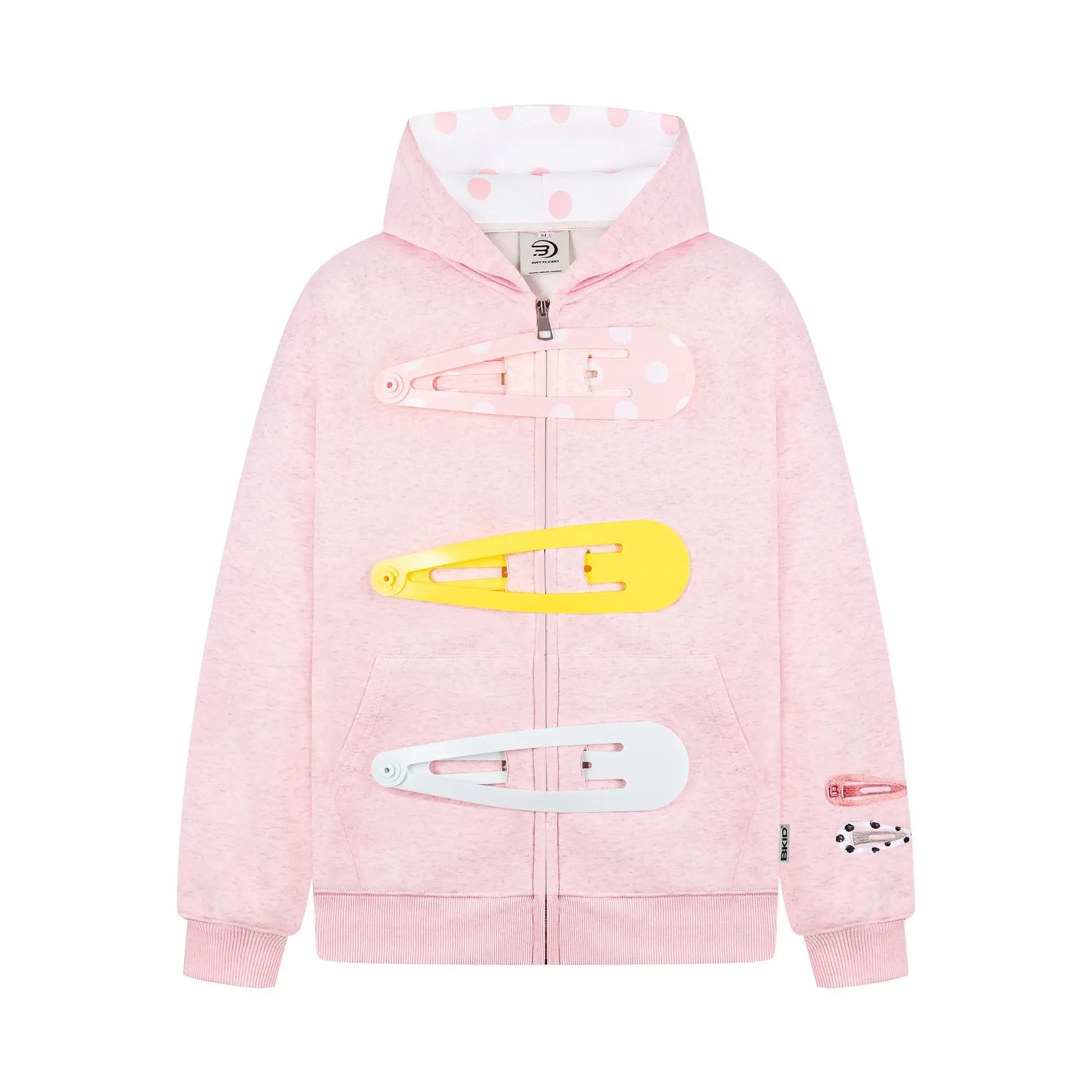 Retro Polka Dot Hooded Sweatshirt Zip Up Punk Jacket