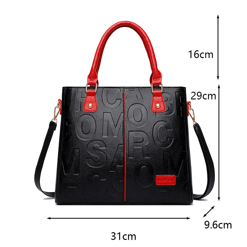 Women PU Leather Crossbody Tote Bag Large Capacity Handbag