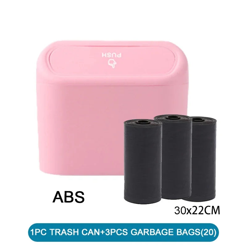 Car Trash Can with Lid Leak Proof Mini Car Bin Includes Garbage Bags