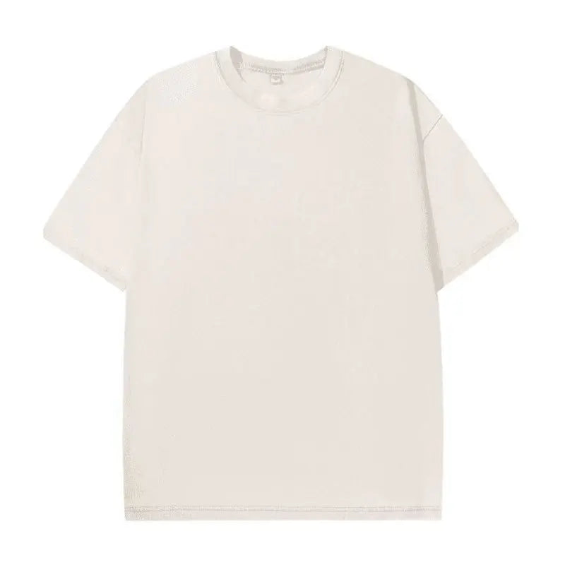 Men Oversized Washed Cotton Vintage T Shirt Loose Fit Short Sleeve Basic Tee