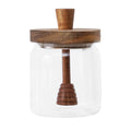 Glass Honey Jar with Dipper Lid Wide Mouth Syrup Dispenser Container