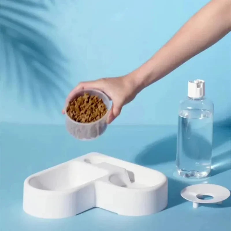 2-in-1 Pet Feeder & Water Bowl – No Spill Dog & Cat Station