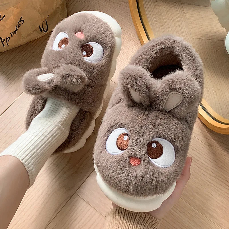 Women Winter Cotton Slippers Warm Plush Indoor Home Shoes