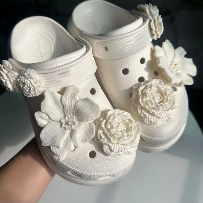 Shoe Charms Set 3D Flower DIY Buckle Accessories Hole Decorations Women Shoes