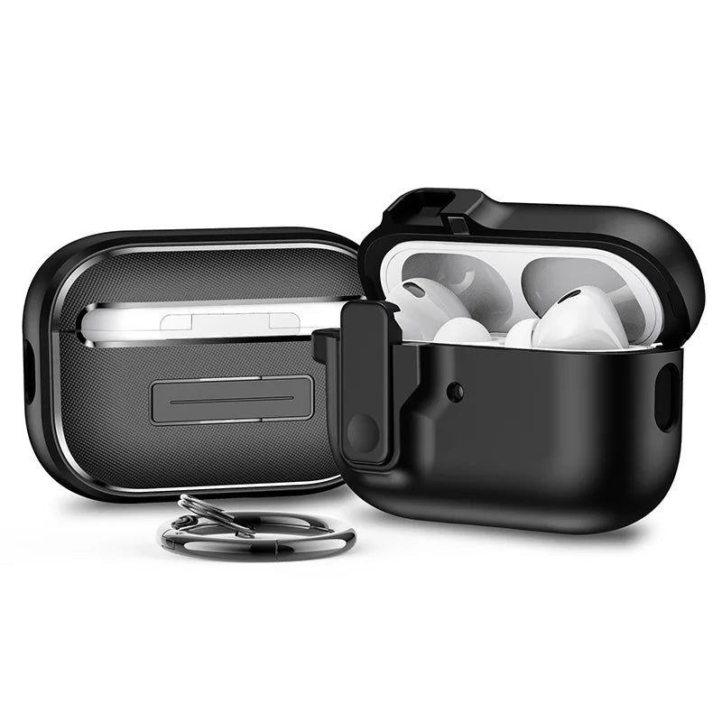 AirPods 4/3/Pro Case Shockproof Protective Cover with Lock Buckle & Keychain Silicone Sleeve