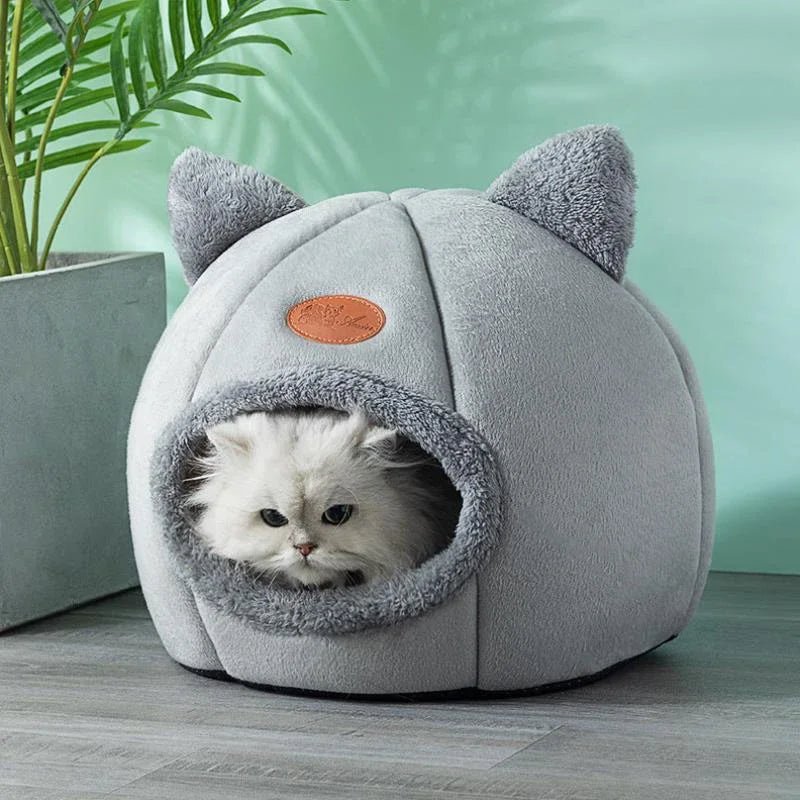 Cozy Winter Cat Bed Cave for Cats and Small Dogs