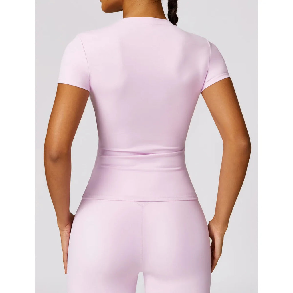 Women Running Sports T Shirt Short Sleeve Breathable Slim Fit Yoga Gym Top