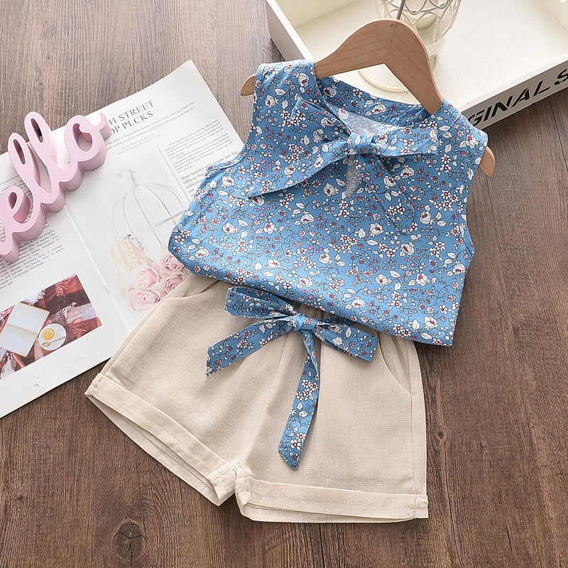 Baby Girl Summer Vest and Shorts Set