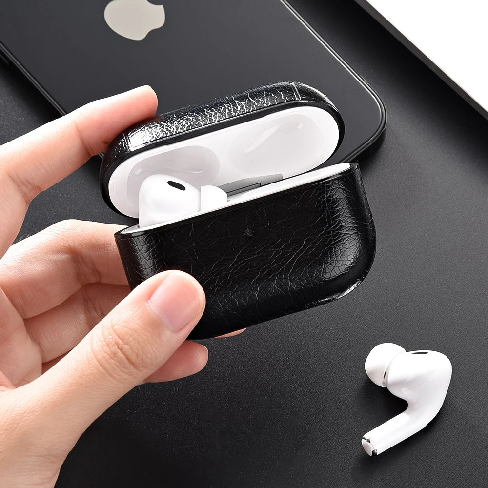 AirPods Pro 2 Leather Case Luxury Protective Cover for AirPods 3/4 Shockproof Sleeve