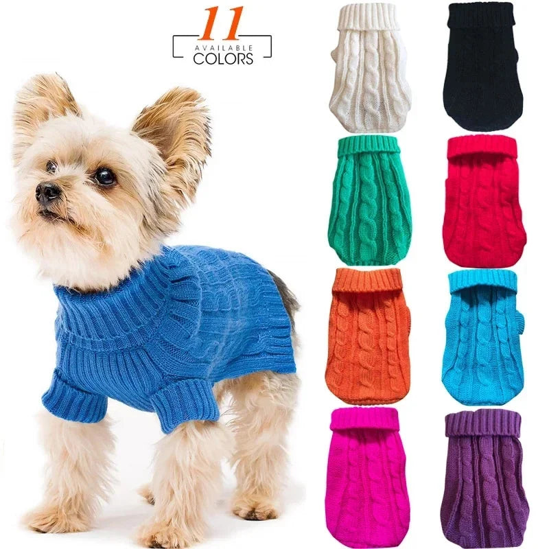 Dog Winter Knitted Sweater Pet Clothes Small Medium Dogs Warm Puppy Coat