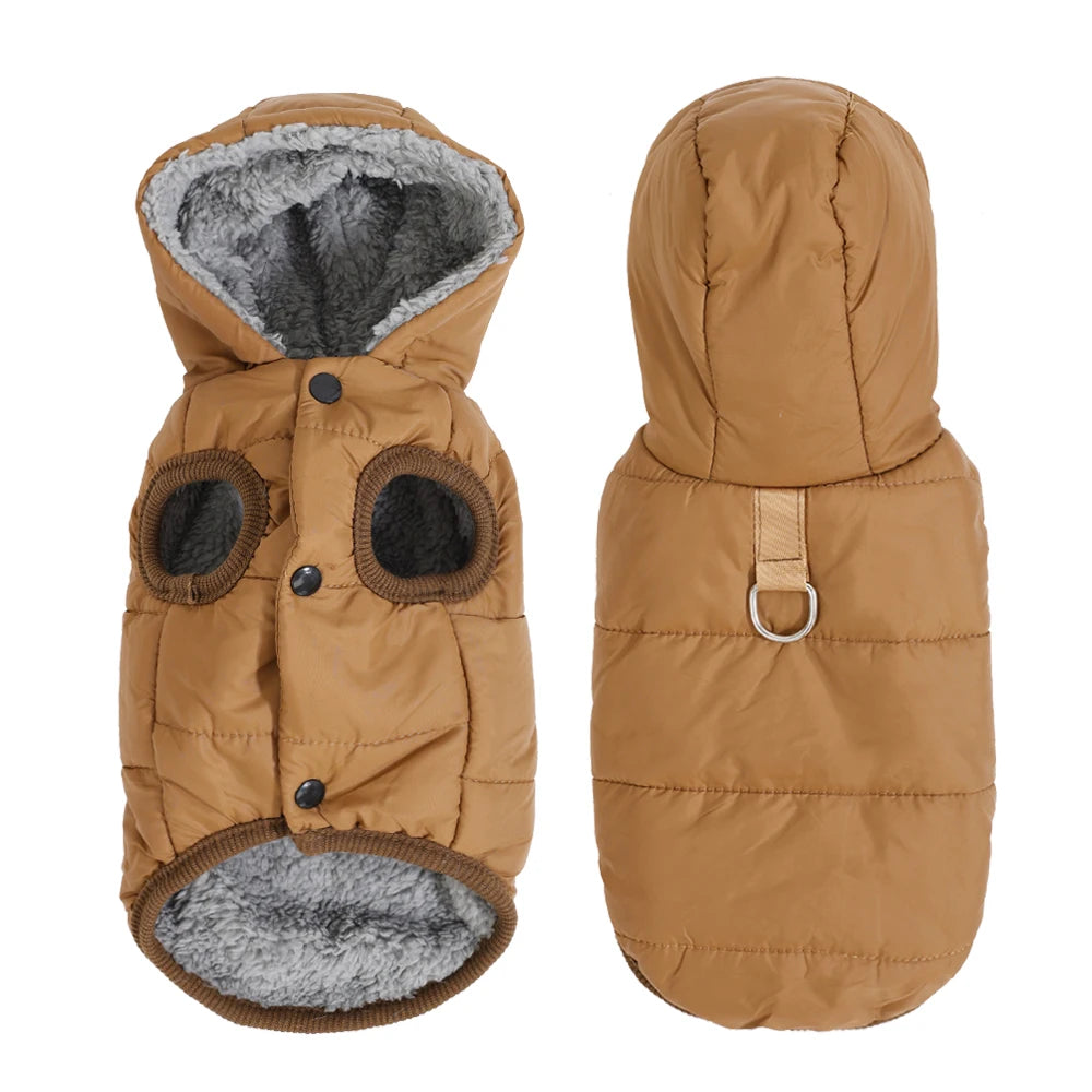 Warm Fleece Dog Coat Hoodie Winter Jacket with D Ring for Small Medium Dogs