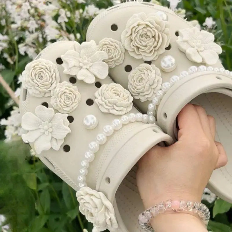 Flower Shoe Charms Set 3D Buckle Decorations Accessories for Clogs Women