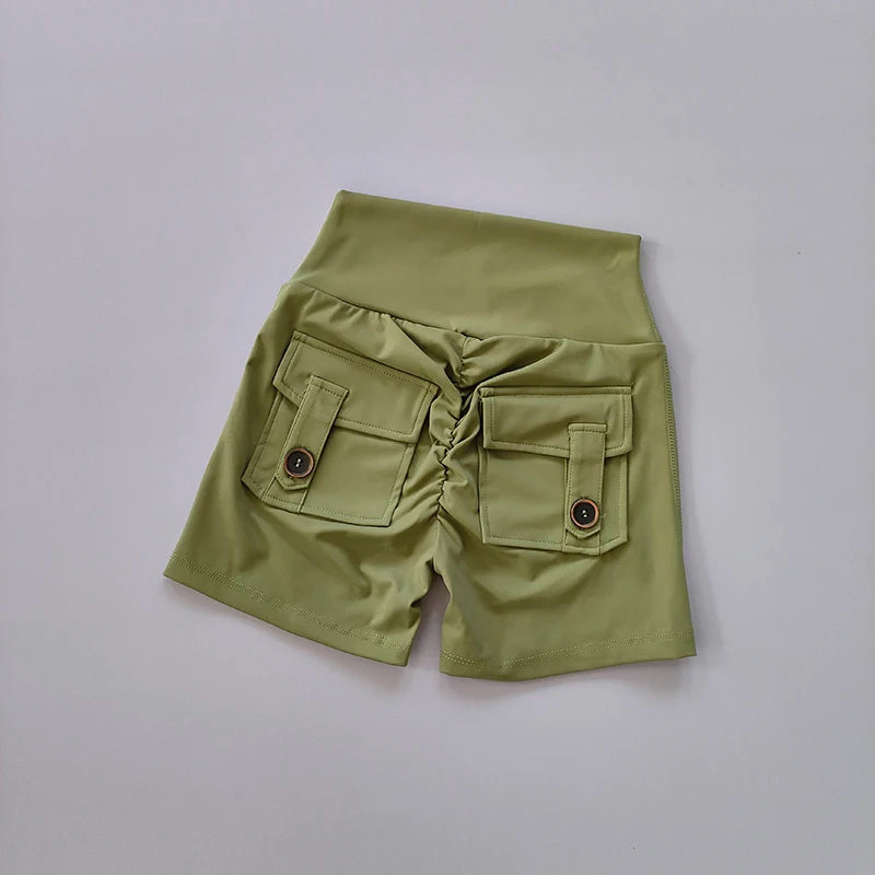 Women High Waist Seamless Fitness Shorts with Pockets