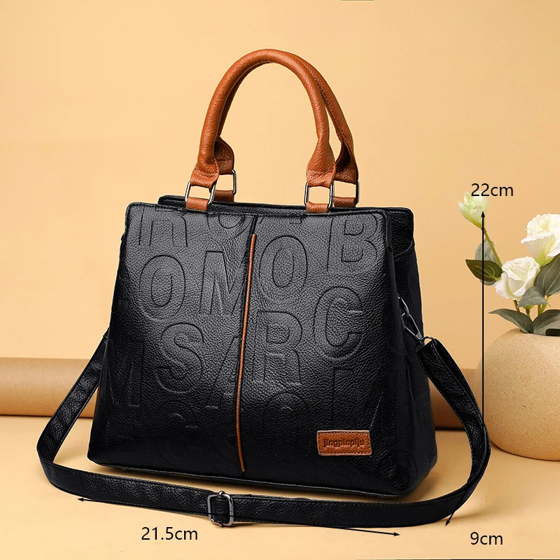 Women PU Leather Crossbody Tote Bag Large Capacity Handbag