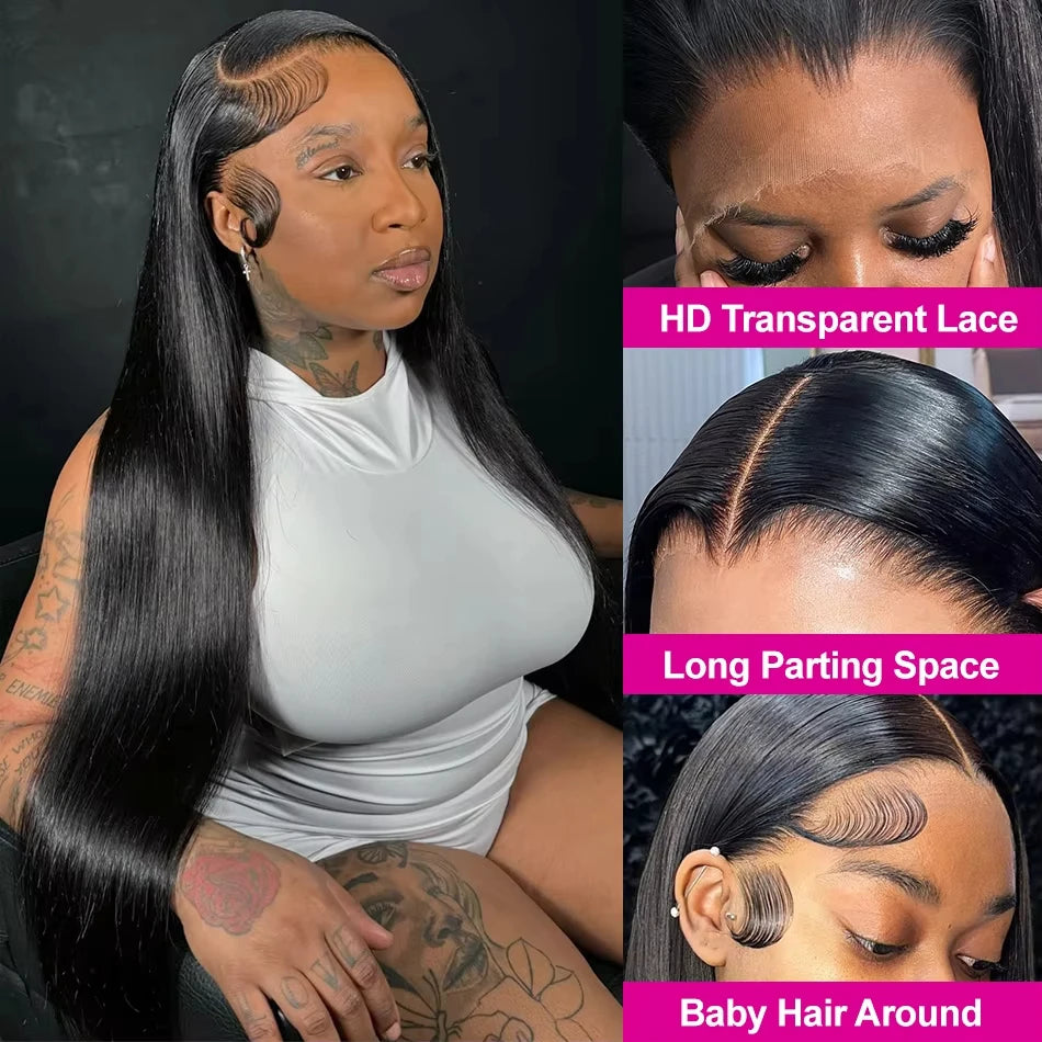 Straight Human Hair Wig – HD Lace Front Glueless Wig Natural Hairline