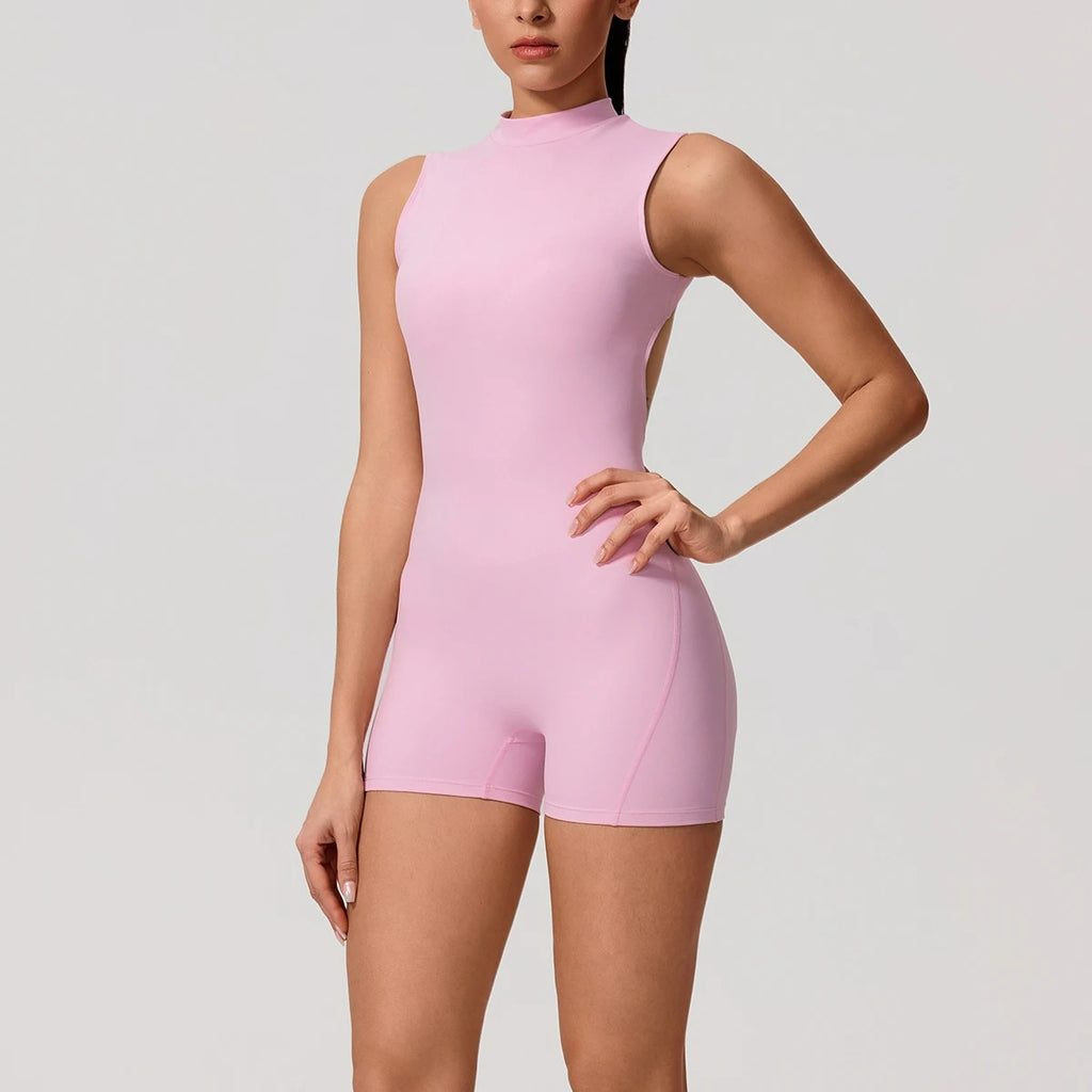 Women Sleeveless Yoga Jumpsuit High Stretch Gym Fitness Bodysuit Butt Lift Sportswear