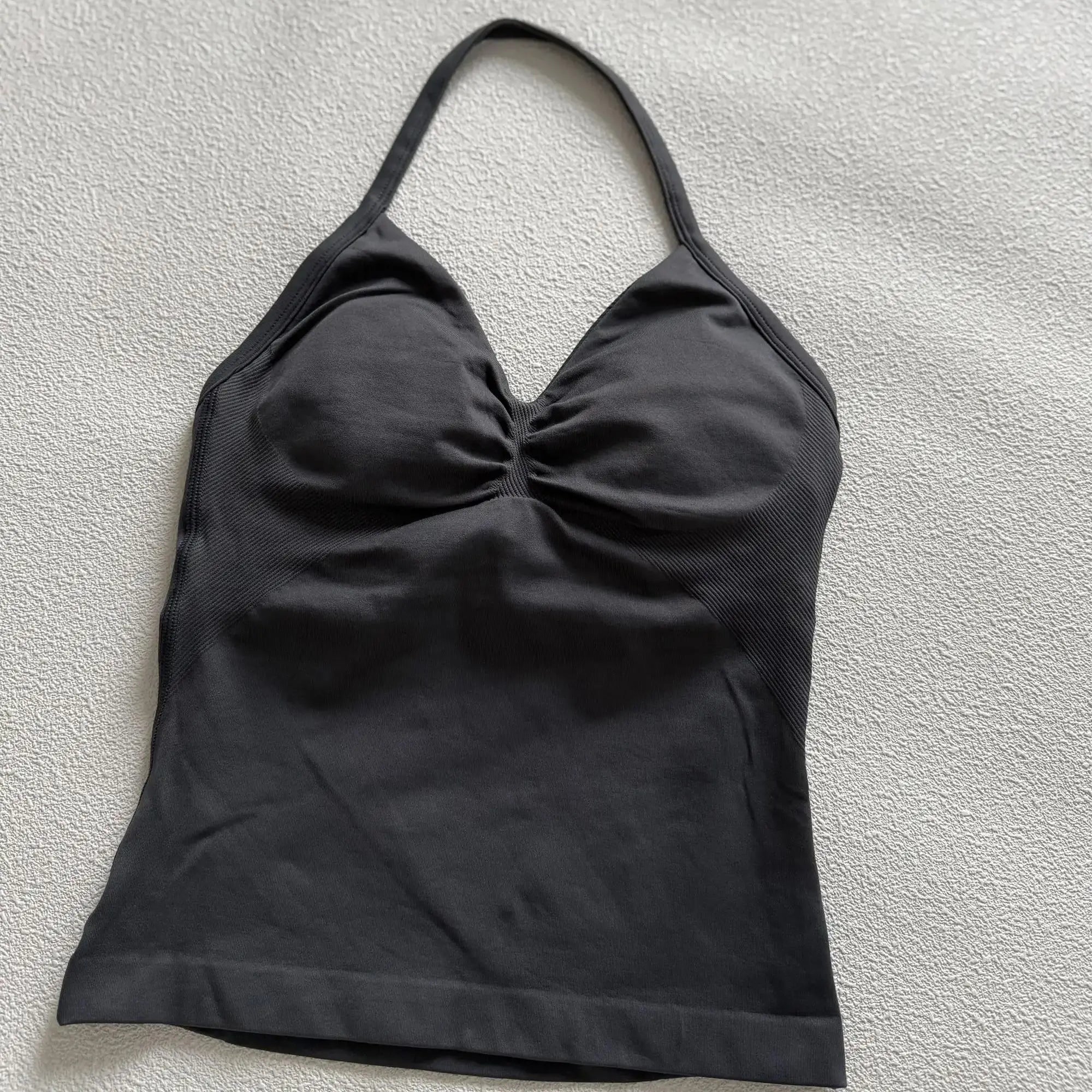 Longline Halter Yoga Tank Top Women Padded Strappy Gym Workout Sportswear
